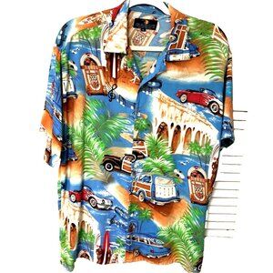 VTG Gazoz Surf Camp Shirt‎ Men's M Woodie  Hot Rod Juke Box Surf Boards Aloha